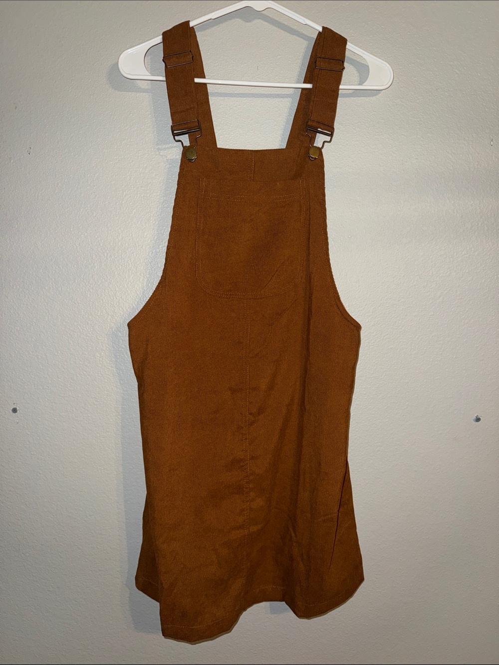 Rust Brown Corduroy Overall Mini Dress